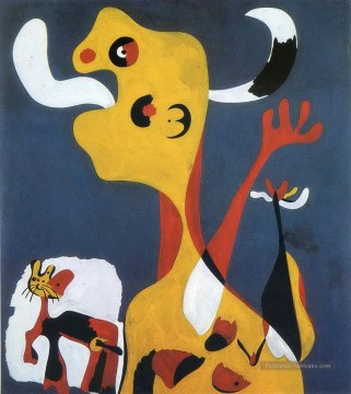 Joan Miró œuvres - Femme et chien devant la lune Joan Miro